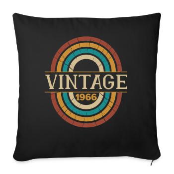 Vintage 1966 Anniversaire Cadeau Rétro Né en 1966 - Housse de coussin décorative 45 x 45 cm - noir - Devant