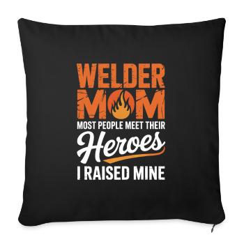 Welder Mom I Raised Mine Welder Heroes - Sofa pillowcase 17,3'' x 17,3'' (45 x 45 cm) - black - Front