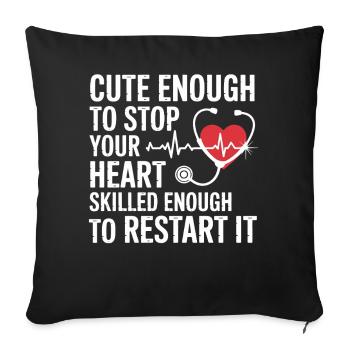 Heart Restart: Cute and Strong - Sofa pillowcase 17,3'' x 17,3'' (45 x 45 cm) - black - Front