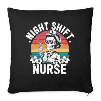 Night Shift Nurse Retro - Sofa pillowcase 17,3'' x 17,3'' (45 x 45 cm) - black - Front
