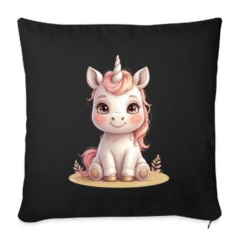 Zuckersüßes Einhornbaby Illustration - Sofakissenbezug 45 x 45 cm - Schwarz - Vorne