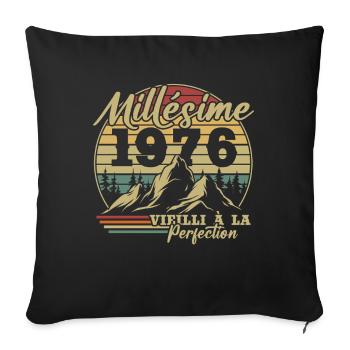 Millésime 1976 - Housse de coussin décorative 45 x 45 cm - noir - Devant