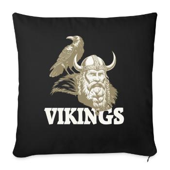 Viking Viking Legend Sailor Odin Raven Fighter - Sofa pillowcase 17,3'' x 17,3'' (45 x 45 cm) - black - Front