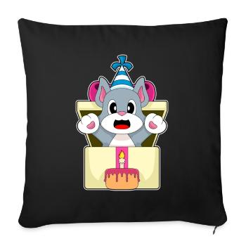 Gâteau d’anniversaire chat - Housse de coussin décorative 45 x 45 cm - noir - Devant
