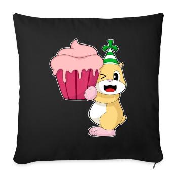 Hamster Birthday Cupcake - Sofa pillowcase 17,3'' x 17,3'' (45 x 45 cm) - black - Front