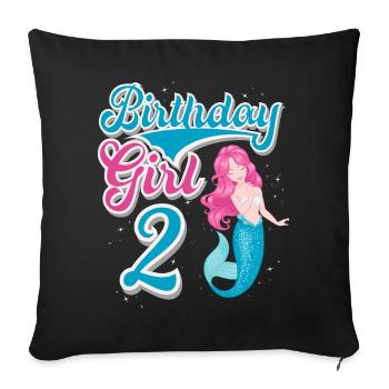2nd Birthday Mermaid - Sofa pillowcase 17,3'' x 17,3'' (45 x 45 cm) - black - Front