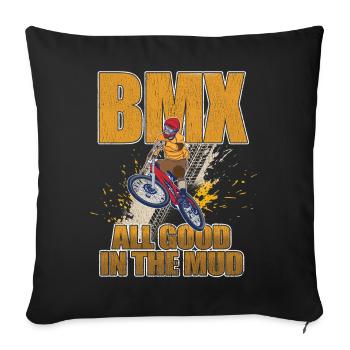 BMX tout est bon dans la boue - Housse de coussin décorative 45 x 45 cm - noir - Devant