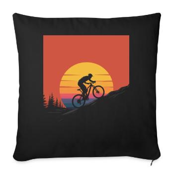 Mountain Biker Sunset Silhouette - Sofa pillowcase 17,3'' x 17,3'' (45 x 45 cm) - black - Front