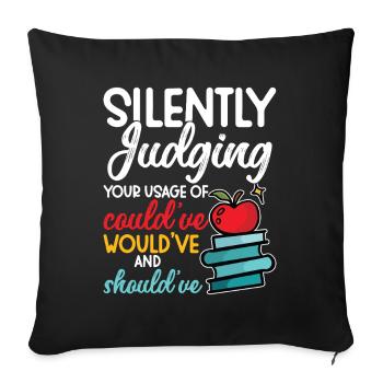 Enseignant d’anglais Premier jour d’école - Housse de coussin décorative 45 x 45 cm - noir - Devant