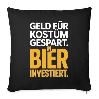 L’argent du carnaval économisé pour la fête costumée de bière et alcool - Housse de coussin décorative 45 x 45 cm - noir - Devant