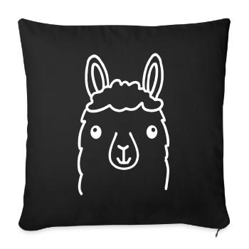 Cute Alpaca Llama Head Line Art - Sofa pillowcase 17,3'' x 17,3'' (45 x 45 cm) - black - Front