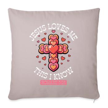 Cœurs croisés Jésus m’aime - Housse de coussin décorative 45 x 45 cm - taupe clair - Devant
