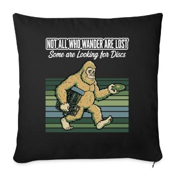 Disc Golf Not All Who Wander Are Lost - Sofa pillowcase 17,3'' x 17,3'' (45 x 45 cm) - black - Front