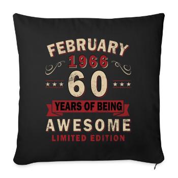 60th Anniversary – Year – February 1966 - Sofa pillowcase 17,3'' x 17,3'' (45 x 45 cm) - black - Front