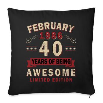40th Anniversary – Year – February 1986 - Sofa pillowcase 17,3'' x 17,3'' (45 x 45 cm) - black - Front
