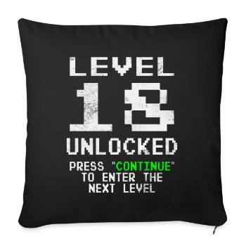 Level 18 Unlocked - Sofa pillowcase 17,3'' x 17,3'' (45 x 45 cm) - black - Front