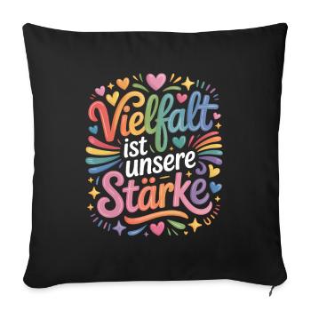 La diversité est notre force Rainbow LGBTQ Pride - Housse de coussin décorative 45 x 45 cm - noir - Devant