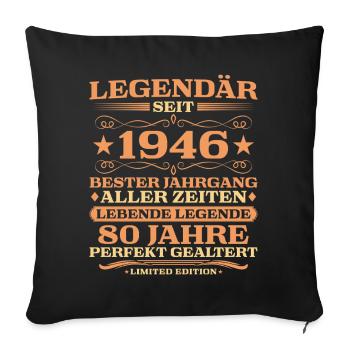 1946 vintage 80 years perfectly aged - Sofa pillowcase 17,3'' x 17,3'' (45 x 45 cm) - black - Front