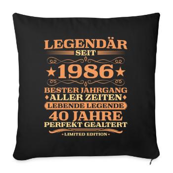 1986 vintage 40 years perfectly aged - Sofa pillowcase 17,3'' x 17,3'' (45 x 45 cm) - black - Front