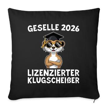 Training passed 2026 meerkat journeyman - Sofa pillowcase 17,3'' x 17,3'' (45 x 45 cm) - black - Front