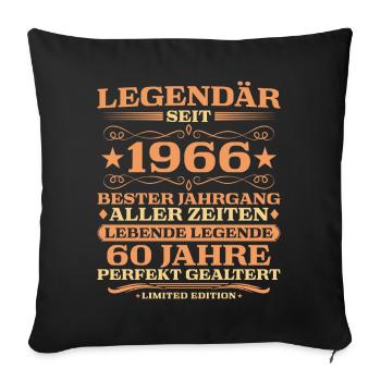 1966 vintage 60 years perfectly aged - Sofa pillowcase 17,3'' x 17,3'' (45 x 45 cm) - black - Front