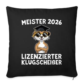 Examen de master réussi en 2026 : Maître de Suricate - Housse de coussin décorative 45 x 45 cm - noir - Devant