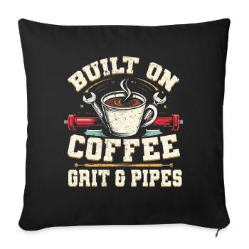 Pipelayer Pipeline Builder Coffee Grit & Pipes - Sofa pillowcase 17,3'' x 17,3'' (45 x 45 cm) - black - Front