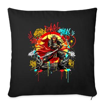 Urban Samurai Street Art Graffiti Japan Style - Sofa pillowcase 17,3'' x 17,3'' (45 x 45 cm) - black - Front
