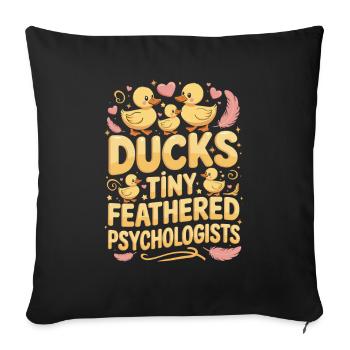 Ducks Tiny Feathered Psychologists Funny Ducks - Sofa pillowcase 17,3'' x 17,3'' (45 x 45 cm) - black - Front