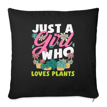 Juste une fille qui aime les plantes - Housse de coussin décorative 45 x 45 cm - noir - Devant