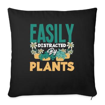Facilement distraite par les amoureux des plantes - Housse de coussin décorative 45 x 45 cm - noir - Devant