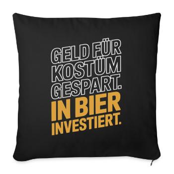 L’argent du carnaval économisé pour la fête costumée de bière et alcool - Housse de coussin décorative 45 x 45 cm - noir - Devant