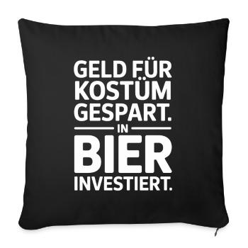 L’argent du carnaval économisé pour la fête costumée de bière et alcool - Housse de coussin décorative 45 x 45 cm - noir - Devant