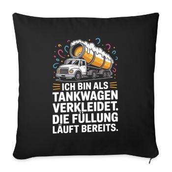Carnaval déguisé en camion-citerne Bière costumée pour enterrement de vie de garçon - Housse de coussin décorative 45 x 45 cm - noir - Devant
