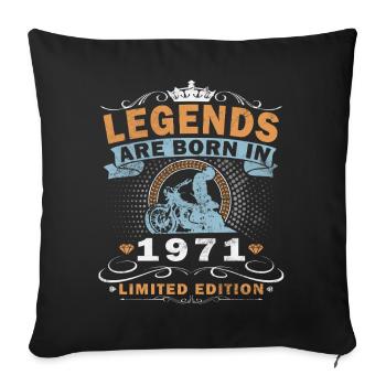 55e anniversaire Motocycliste Vintage 1971 - Housse de coussin décorative 45 x 45 cm - noir - Devant