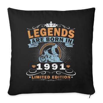 Motard du 35e anniversaire en 1991 - Housse de coussin décorative 45 x 45 cm - noir - Devant