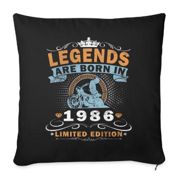 Vintage 1986 Born Motorcycle Birthday Gift - Sofa pillowcase 17,3'' x 17,3'' (45 x 45 cm) - black - Front