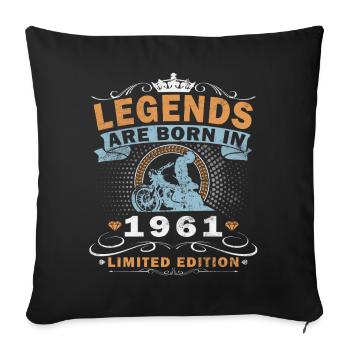 Naissance du motard motard vintage en 1961 - Housse de coussin décorative 45 x 45 cm - noir - Devant