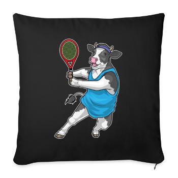 Sports de tennis de tennis pour vaches - Housse de coussin décorative 45 x 45 cm - noir - Devant