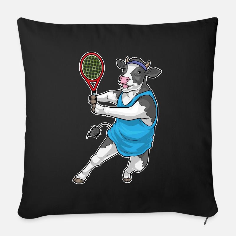 Kuh Tennis Tennisschläger Sport - Sofakissenbezug 45 x 45 cm - Schwarz