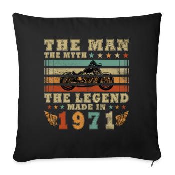 55e anniversaire Motocycliste Vintage 1971 - Housse de coussin décorative 45 x 45 cm - noir - Devant