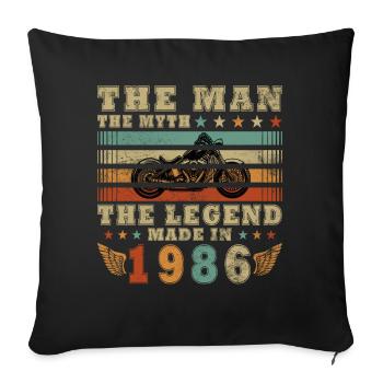 Classic 1986 Vintage Vintage Retro Motorcycle - Sofa pillowcase 17,3'' x 17,3'' (45 x 45 cm) - black - Front
