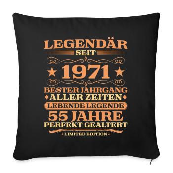 1971 vintage 55 years perfectly aged - Sofa pillowcase 17,3'' x 17,3'' (45 x 45 cm) - black - Front