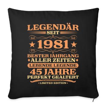 1981 vintage 45 years perfectly aged - Sofa pillowcase 17,3'' x 17,3'' (45 x 45 cm) - black - Front