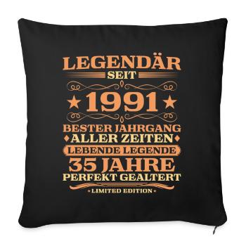 1991 vintage 35 years perfectly aged - Sofa pillowcase 17,3'' x 17,3'' (45 x 45 cm) - black - Front