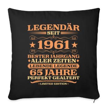 1961 vintage 65 years perfectly aged - Sofa pillowcase 17,3'' x 17,3'' (45 x 45 cm) - black - Front