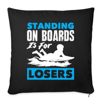 Surfeur Surfeur Bodyboarder - Housse de coussin décorative 45 x 45 cm - noir - Devant