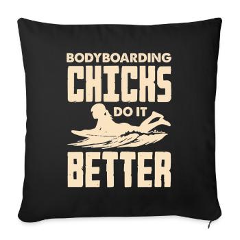 Surfeur Surfeur Bodyboarder - Housse de coussin décorative 45 x 45 cm - noir - Devant