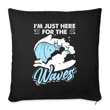 Surfeur Surfeur Bodyboarder - Housse de coussin décorative 45 x 45 cm - noir - Devant