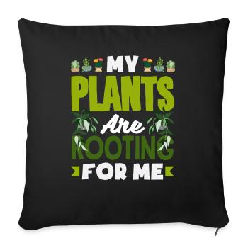 Mes plantes me soutiennent : un drôle de jeu de mots - Housse de coussin décorative 45 x 45 cm - noir - Devant